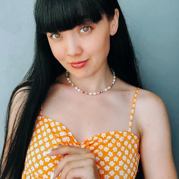 Colorful Beaded Necklace Women Pearl Choker Gold Plated Stainless Steel - Picture 3 of 6